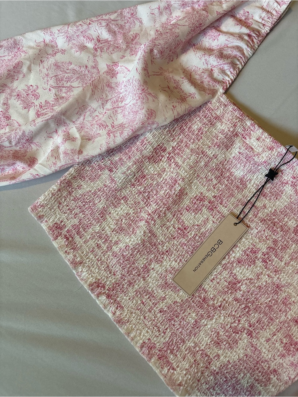 BCBGeneration Pink and White Textured Top